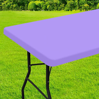 homing Rectangle Table Cloth Cover, Waterproof Polyester Elastic Fitted Tablecloth, Fits for 4 Foot Folding Tables, Washable Table Protector for Picnic, Camping, Outdoor (Lavender, 24" x 48")