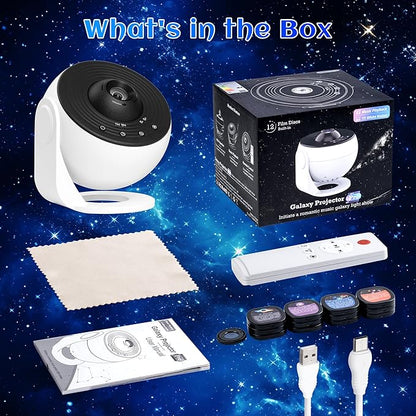Galaxy Projector for Bedroom Pro Version, HD 12 in 1 Film Discs Star Projector