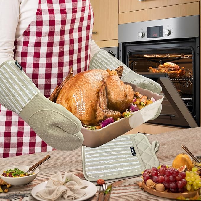Alselo Silicone Oven Mitts Heat Resistant 932℉