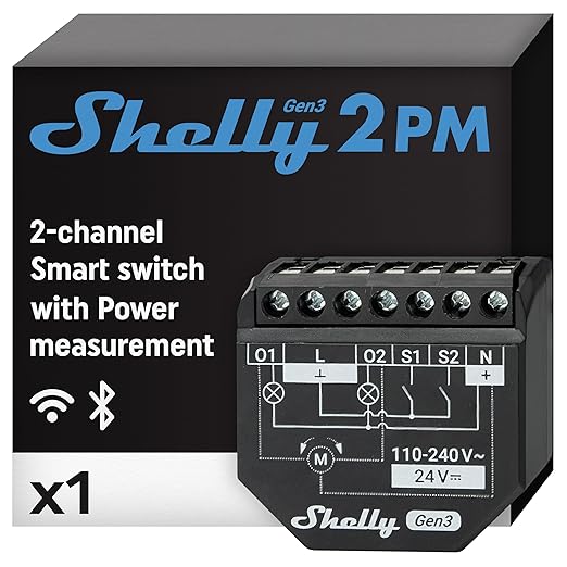 Shelly 2PM Gen3 | WiFi 2-Channel Smart Relay Switch