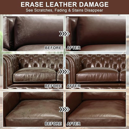 STARTSO WORLD Leather Recoloring Balm, Medium Brown Repair Kit for Furniture, Leather Dye, Color Restorer for Couches, Couch Paint | Repair, Restore & Renew Old, Faded Surfaces