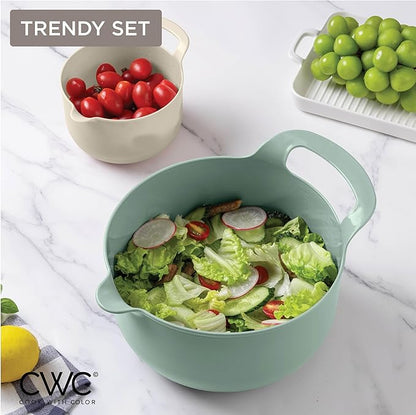 COOK WITH COLOR Nesting Plastic Mixing Bowl Set with Pour Spouts and Handles