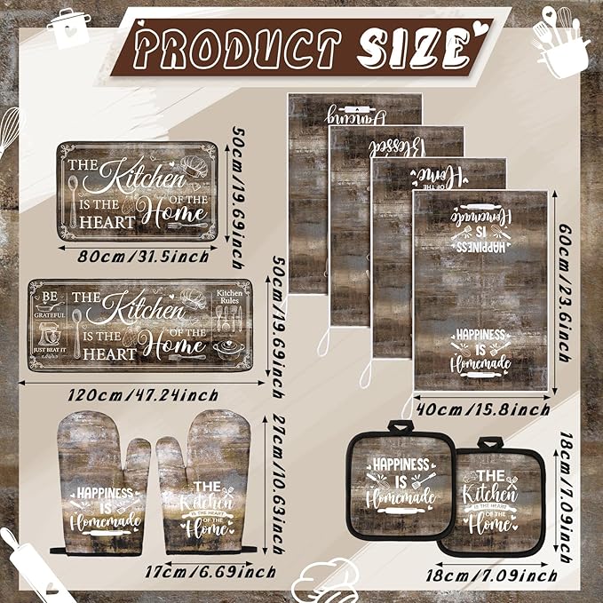 Fourluoo 10 Pcs Farmhouse Kitchen Decor and Accessories Set 4 Kitchen Towels 2
