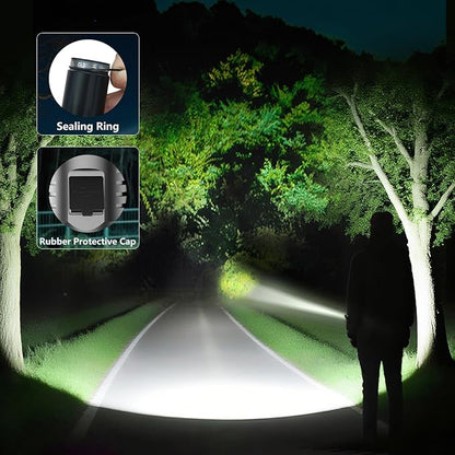 SKYFIRE LED Flashlight High Lumens,2000lm Super Bright Rechargeable Flashlight,Zoomable,Four Modes,Waterproof Flash Light for Camping Essentials,Outdoor and Home Emergencies&Gifts-No Lens