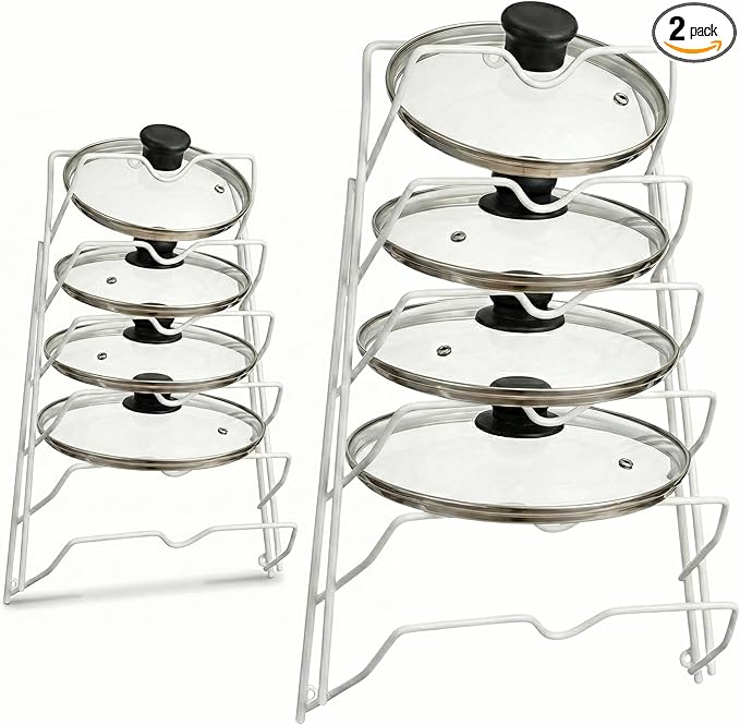Evelots 6 Pot Lid Organizer for Cabinet or Pantry Wall