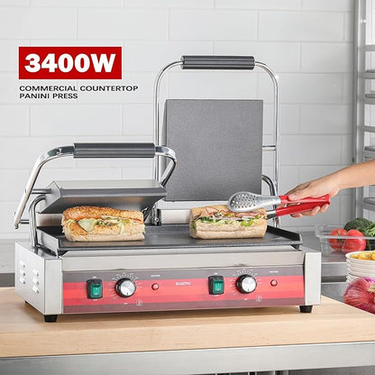 EGGKITPO Commercial Dual Panini Press