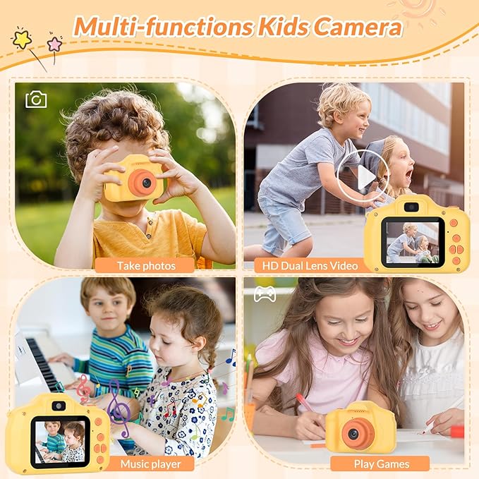 Mafiti Kids Camera,26MP HD Mini Selfie Digital Camera for Kids,Toddler Camera1080P Video,Outdoor Toy for Holiday,Birthday Xmas Gift for 3-8 Years Old Girl Boy (Orange)