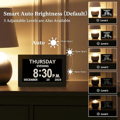 10.1'' Extra Large Digital Clock, 1280*800p HD Display, Dementia Clock