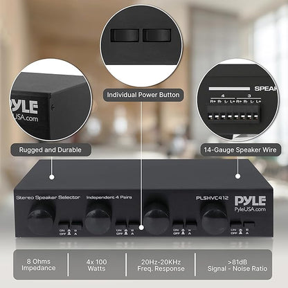 Pyle 4 Channel High Power Stereo Speaker Selector