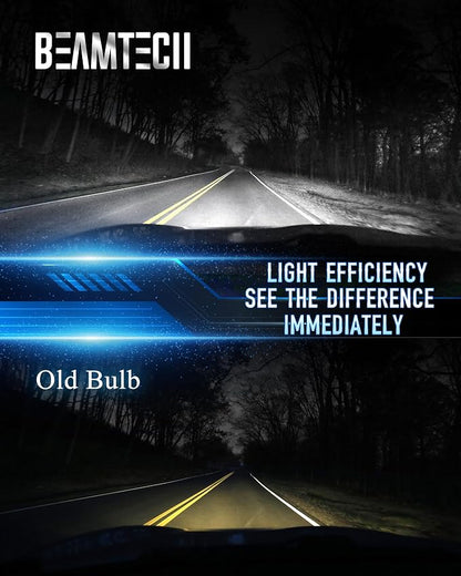 BEAMTECH 9012 Bulbs, 500% Brightness 6500K White, Off-Road Used Fog Light, Pack of 2