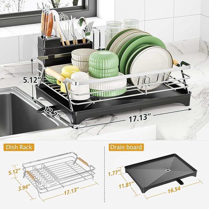 Epicano Dish Drying Rack for Kitchen Counter, Space-Saving Dish Rack, Rustproof