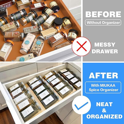 MIUKAA Clear Acrylic Spice Drawer Organizer, 4 Tier- 2 Set Expandable From 9"