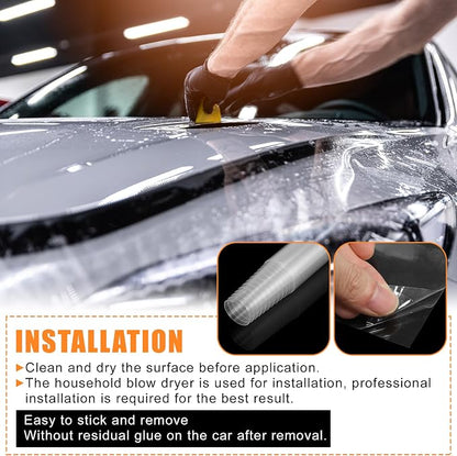 X AUTOHAUX Clear Vinyl Wrap Sheet Car Paint Protection Film Cover Decal Scratch Resistant Self Adhesive Sticker Universal 4"x197"