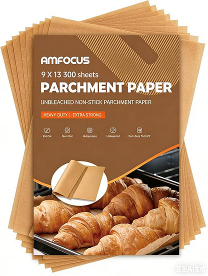 300 Pcs Parchment Paper Sheets, 9x13 In Non-Stick Precut Baking Parchment