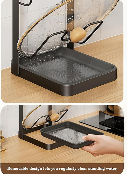Pot Lid Holder Organizer, Carbon Steel Kitchen Pot Lid Rack