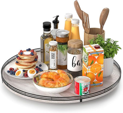 21" Lazy Susan Wood Turntable Organizer