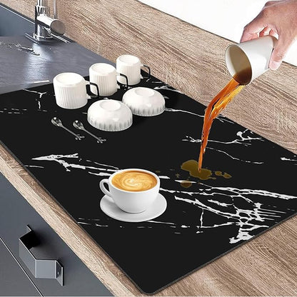 Absorbent Coffee Mat, Hide Stain Rubber Backed Absorbent Dish Drying Mat