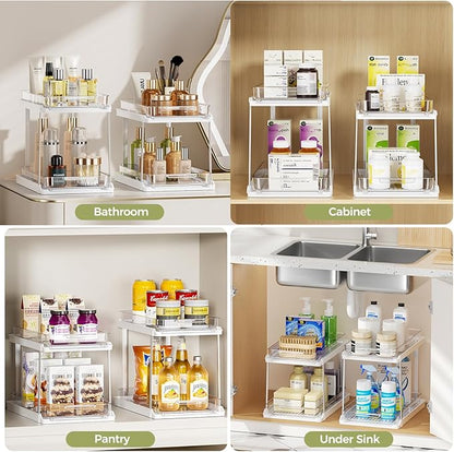 Delamu 2-Tier Bathroom Under Sink Organizers and Storage, Pull Out Cabinet