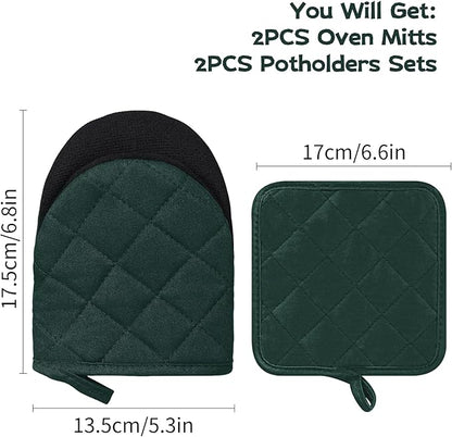 Oven Mitts and Pot Holders Set, Heat Resistant Silicone Kitchen Mini Oven
