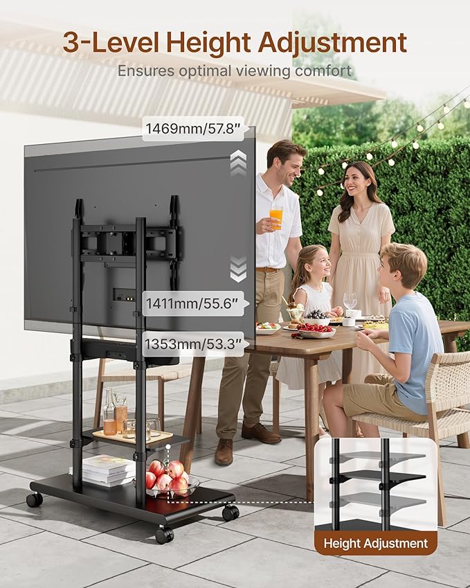 ECOTINY Steel Base Rolling TV Stand