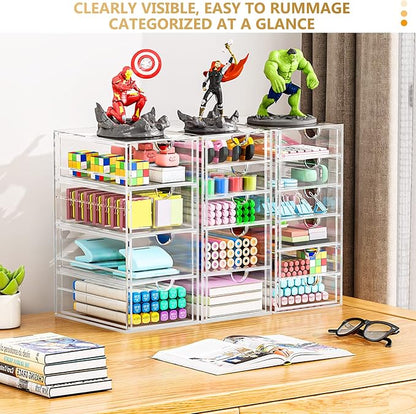 Acrylic 3 Pack Desk Organizers and Accessories, Makeup Organizer Storage
