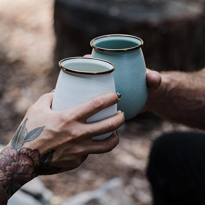 Barebones Enamel Tumblers Set of 2 - Vintage-inspired Design - Durable and Suitable for Outdoor Picnics or Camping (16 Oz, Mint)