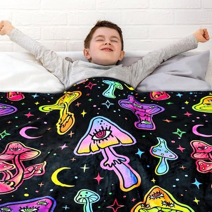 Mushroom Fleece Blankets Throw Blanket for Couch Gifts for Mushroom Lovers Soft Cozy Plush Bed Stuff Couch Living Room Decor for Kids Adults
