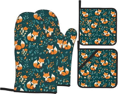 Fall Oven Mitts and Hot Pads Set