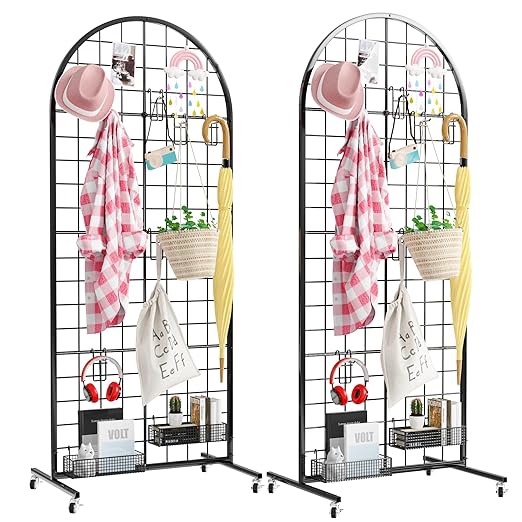 Asee'm Grid Wall Panels Display Stand 2' x 5.2' FT Black Movable Wire Grid Wall