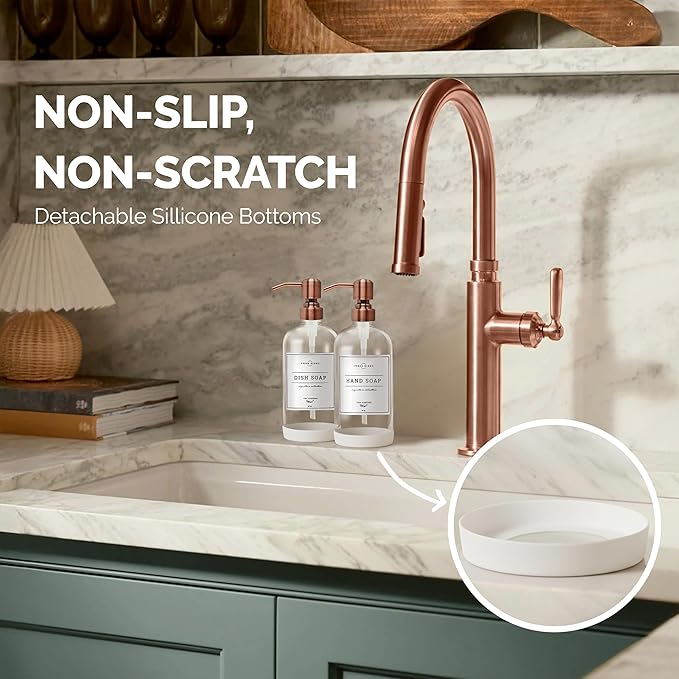 Vine Creations Clear Glass Soap Dispenser, 2 Pack Kitchen Soap Dispenser Set