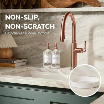 Vine Creations Clear Glass Soap Dispenser, 2 Pack Kitchen Soap Dispenser Set