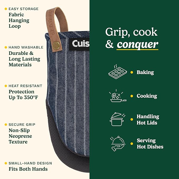 Cuisinart Heritage Mini Oven Mitts – 5.5” x 7” Heat-Resistant Kitchen Mitts