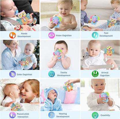 BLOOBLOOMAX Sock rattles for Babies 0-24 Months Baby Animal Foot Finder Educational Toys