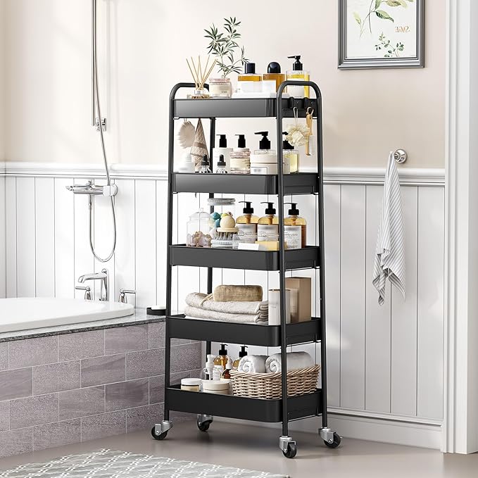 TOOLF 5-Tier Metal Rolling Cart