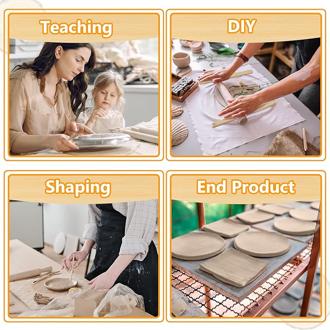 Sasylvia 20 Pcs Pottery Rolling Pin Guides Wood Teaching Rolling Mud Stick