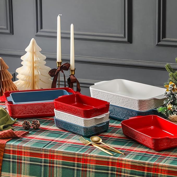 Ceramic Baking Dish Set of 3, Casserole Dishes