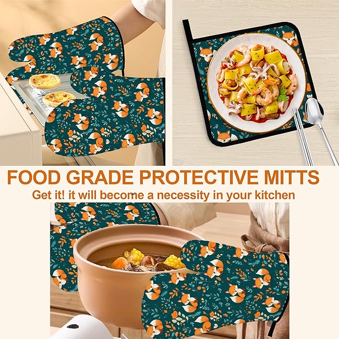 Fall Oven Mitts and Hot Pads Set