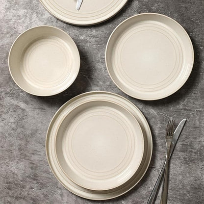 Stone Lain Claire 24-Piece Dinnerware Set Stoneware, Plates and Bowls Set, Dishwasher and Microwave Safe, Dish Set for 8, White