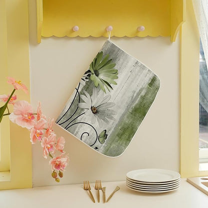 Floral Dish Drying Mat 18x24 Inches
