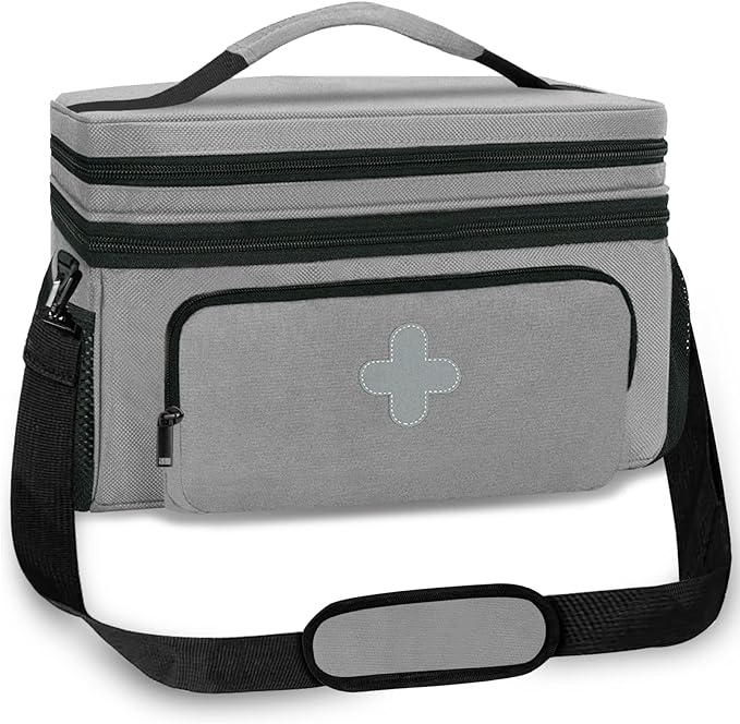 Medicine Storage Bag, Medical Bag Pill Bottle Organizer for Emergency, Medicine Box Empty with Small Portable Pouch, First Aid Box for Travel and Home Storage