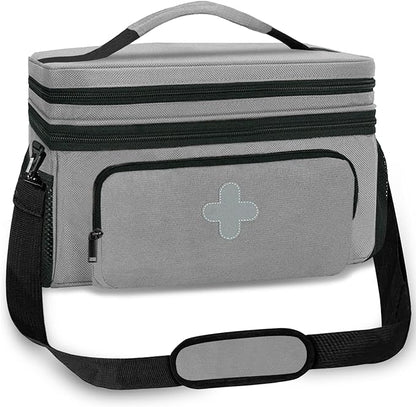 Medicine Storage Bag, Medical Bag Pill Bottle Organizer for Emergency, Medicine Box Empty with Small Portable Pouch, First Aid Box for Travel and Home Storage