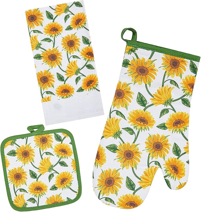 Oven Mitts and Potholders Dish Towles Set 100% Cotton