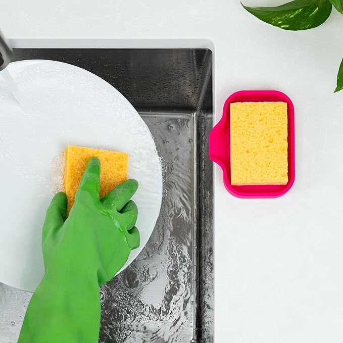 Zulay Kitchen Small Silicone Sponge Holder – Space-Saving Sink Organizer Tray