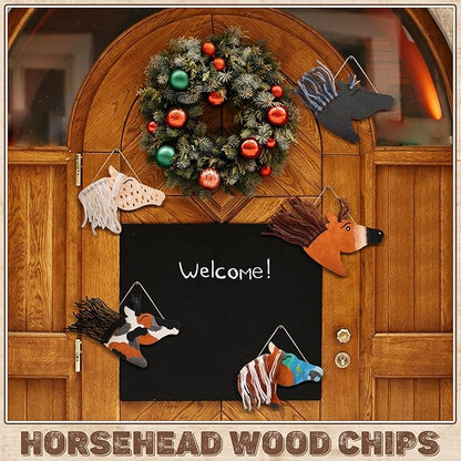 Geelin 24 Pcs Christmas Wooden Horse Craft Western Ornament Unfinished Wooden Cutouts Horse Painting Kit Unicorn Ornament DIY Cowboy Craft Paint Your Own Art for Christmas Party Favors(Classic)