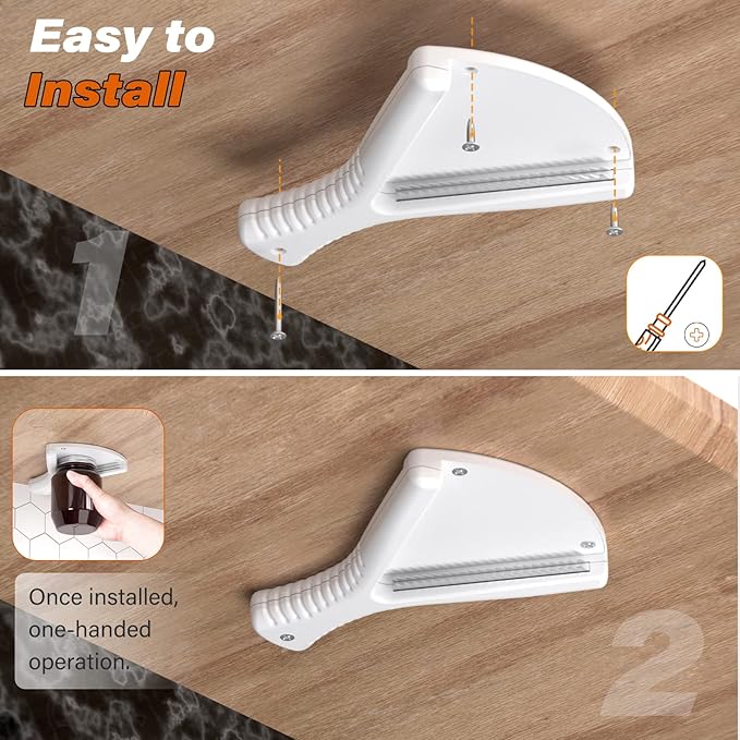 Jar Opener for Weak Hands, Dual Usage | Easy Grip Jar Opener & Under Cabinet