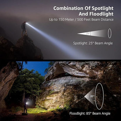 Lepro LED Headlamp Rechargeable 3 Packs - Super Bright Head Lamp with 5 Modes for Camping & Hiking Gear Essentials, IPX4 Waterproof Headlight Flashlight with Red Light, USB Cable Included