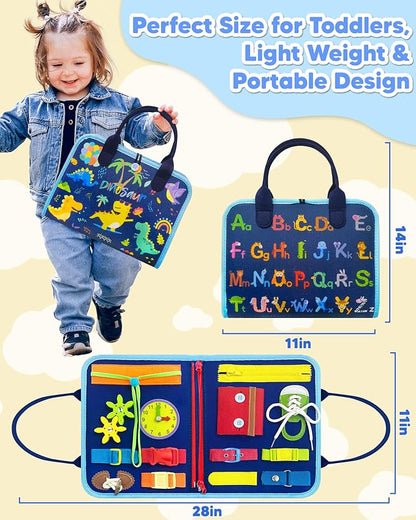 Exorany Busy Board Montessori Toys for Toddler Boy Birthday Gifts, Busy Book Sensory Learning Toys for Toddlers, Toddler Boy Airplane Car Travel Toy Educational Activities