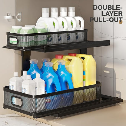 2 Pack 18.5IN-Depth Under Sink Organizer