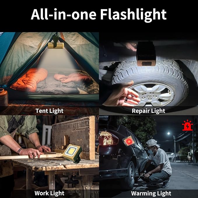 WARSUN Rechargeable LED Camping Lantern Mini Tripod Work Light 6 Modes, 1000 LM High Lumens Portable Magnetic Flashlight, Lightweight Tent Light, for Camping, Repair, Emergency