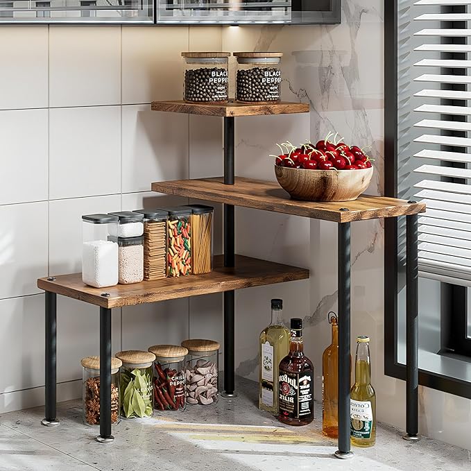Countertop Organizer Organization 3 Tier Kitchen Corner Shelves Adjustable